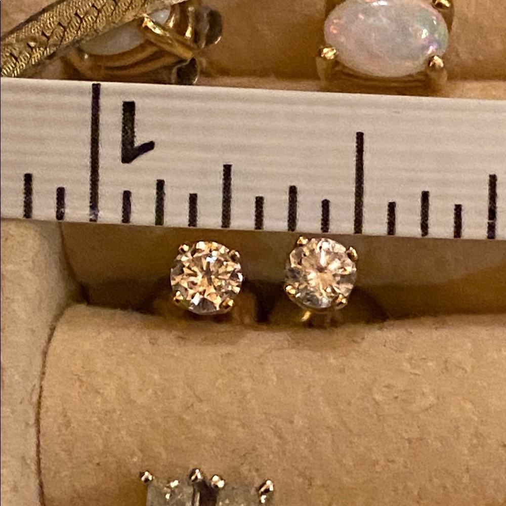 14k Diamond Gold Screw Back Earrings - Picture 2 of 6